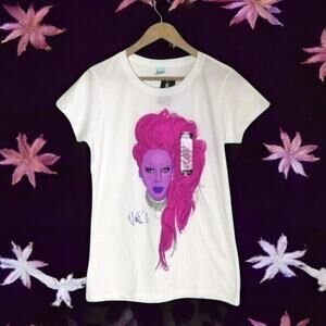 RuPaul NWT Women's Junior Large White 100% Cotton Portrait Tee Drag Race